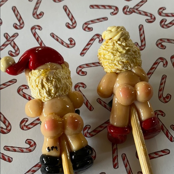 Handcrafted; Naked Santa Plant Sticks - Picture 2 of 5